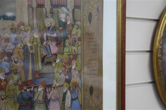 An Indian Mughal style painting of a court scene, 57 x 36cm